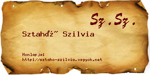 Sztahó Szilvia névjegykártya
